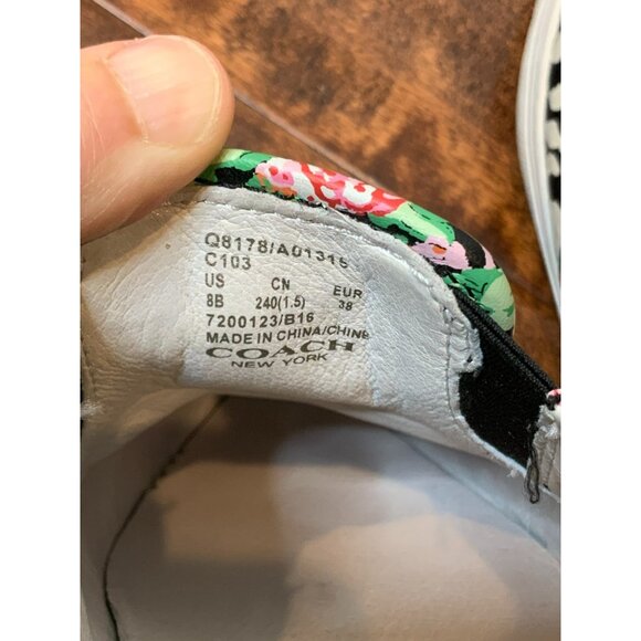 Coach C103 Multicolor Floral | Black & White Animal Print Slip On Flats, Size 8 - Picture 9 of 10